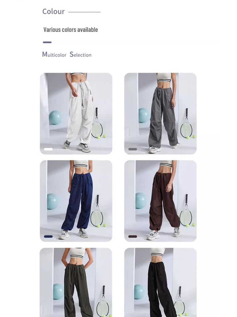 Women's Retro Cargo Slimming Windbreaker Pants for Autumn/Winter Running