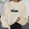 Ladies Casual Halloween Print Round Neck Long Sleeve Loose Oversized Sweatshirt