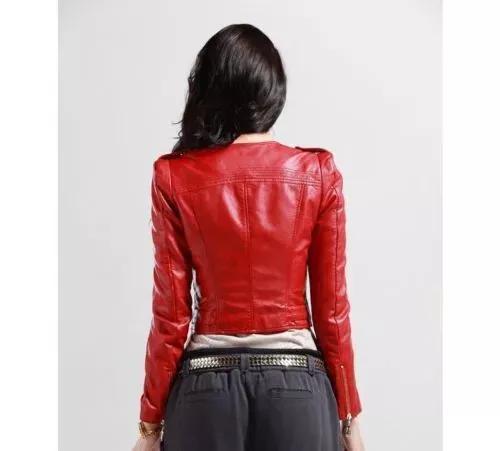 Womens Red Leather Jacket Genuine Lambskin Handmade New Motorcycle Biker Jacket