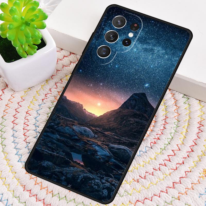 Marble Mountain Moon Silicone Phone Case For Samsung Galaxy note 10 pro S26 S25 S24 S23 S22 S21 Plus S25Ultra Capa Cover