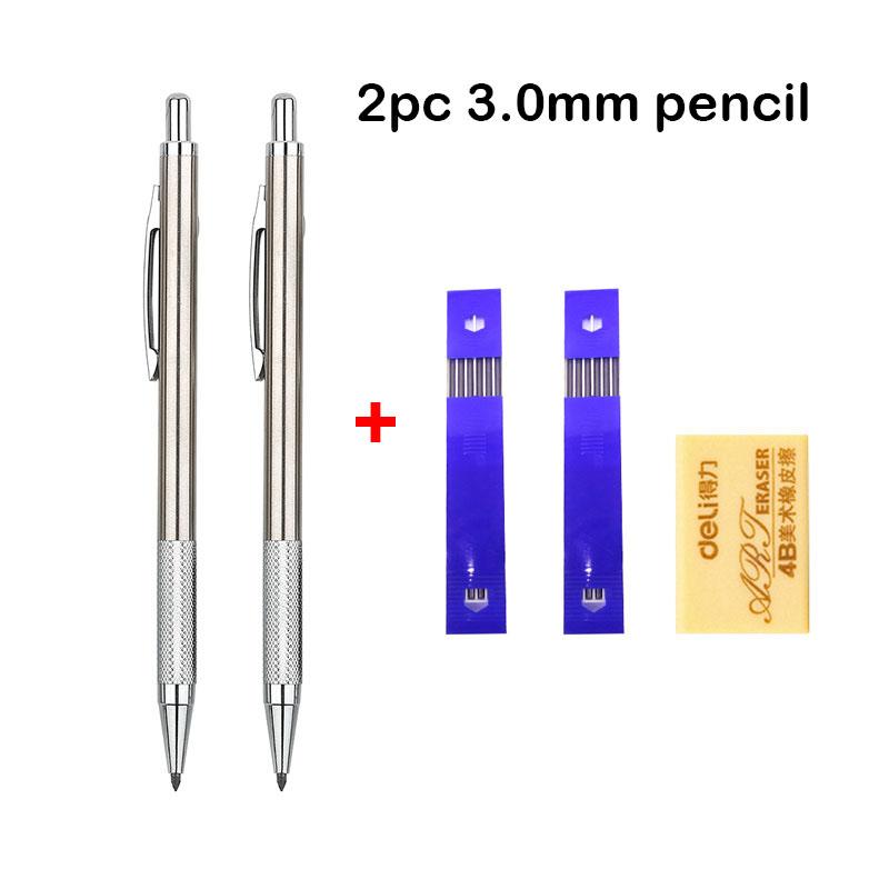 Full Metal Mechanical Pencil Set 0.3 0.5 0.7 0.9 1.3 2.0mm Art Drawing Automatic Pencil with Leads Office Kawaii School Supplies