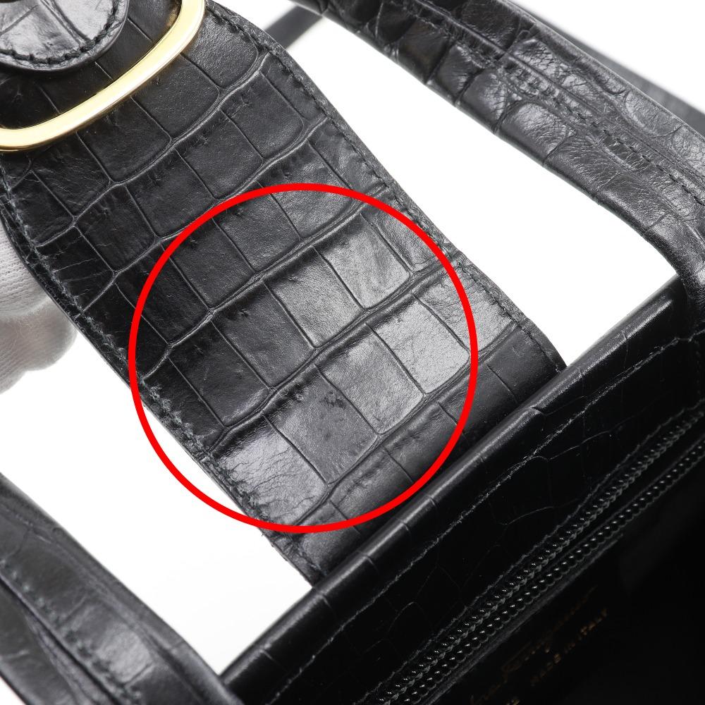 Salvatore Ferragamo Vala Handbag AQ-21 8252 2WAYShoulder Black/gold Embossed Leather Women Used