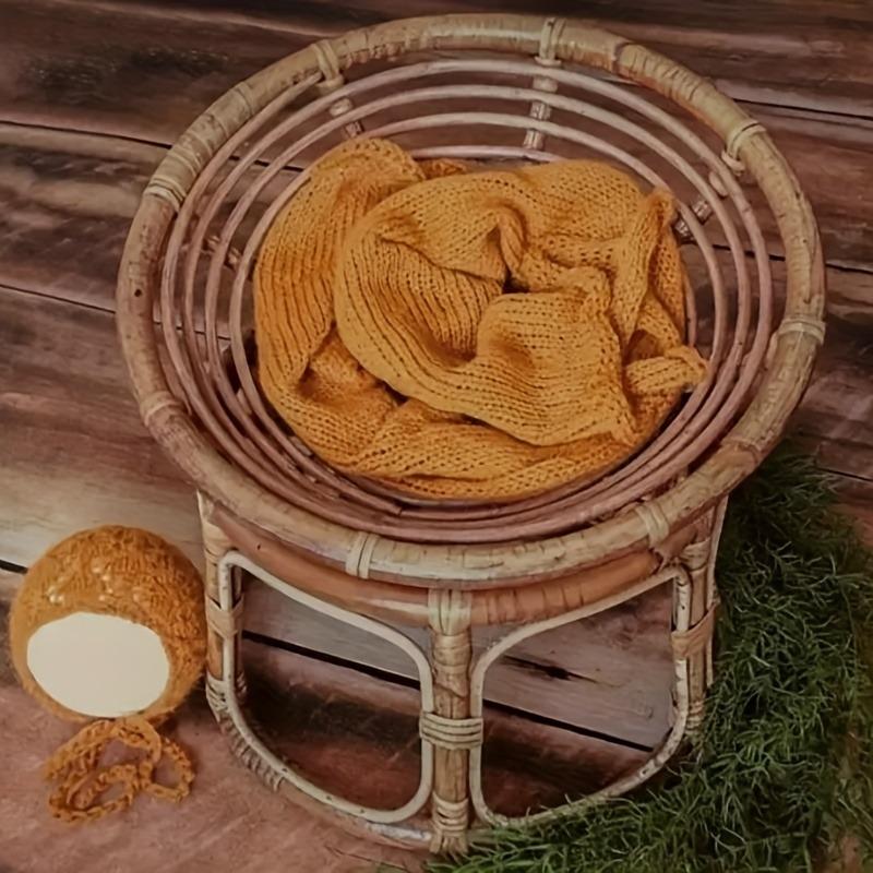 Geflochtener Stuhl Vintage Bambus Radarstuhl Stuhl Ideal für Fotografie Wiegenrequisiten Handgefertigt Stilvolle Heimdekoration Wiegenzubehör