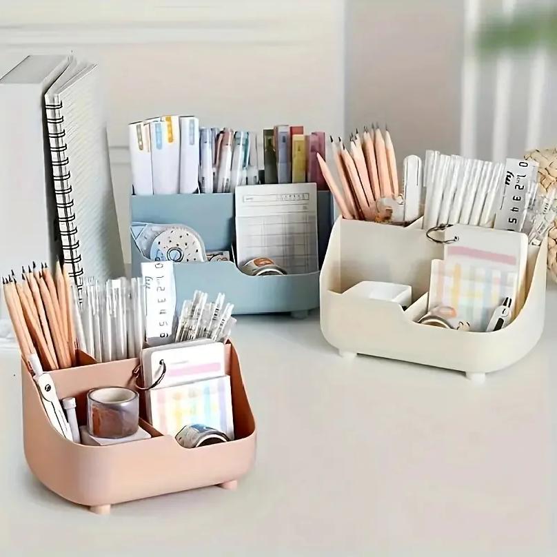 Large Capacity Desktop Storage Box Five-Compartment Desktop Organizer, Student Stationery Holder 5-Section Office Desk Organizer