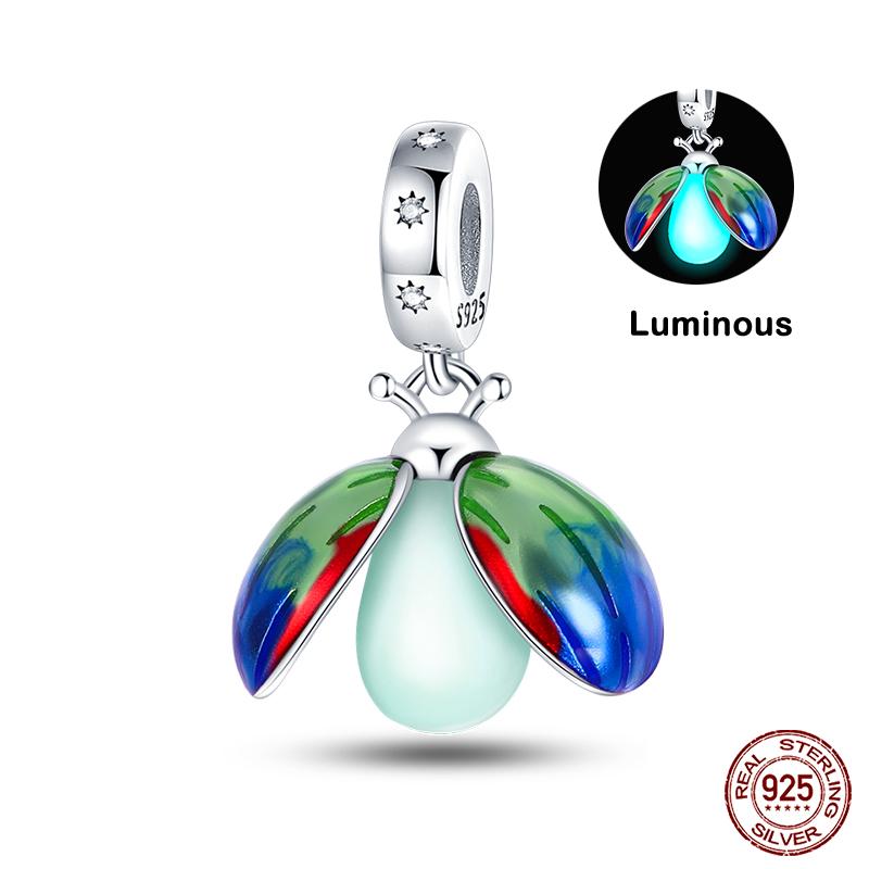 Original 925 Prata Esterlina Cor Mágica Camaleão Luminoso Série Charme Contas Adequado Ajuste Pulseira DIY Jóias Presentes