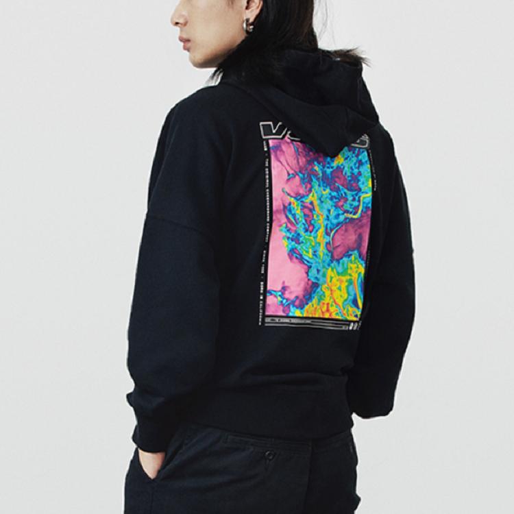 Vans Printed Loose Sports Casual Hoodie Men Hoodies Black VN0A54IABLK