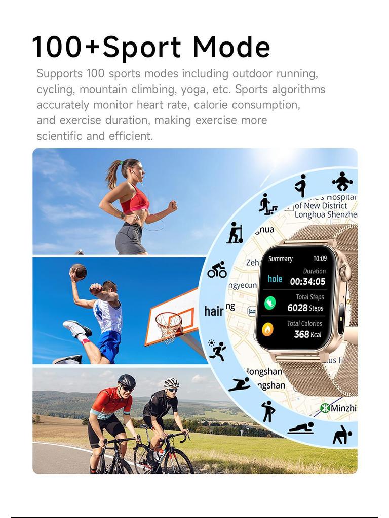 V96 Bluetooth Smartwatch: 1,83"-Bildschirm, Outdoor-Sport, Herzfrequenz- und Blutdrucküberwachung