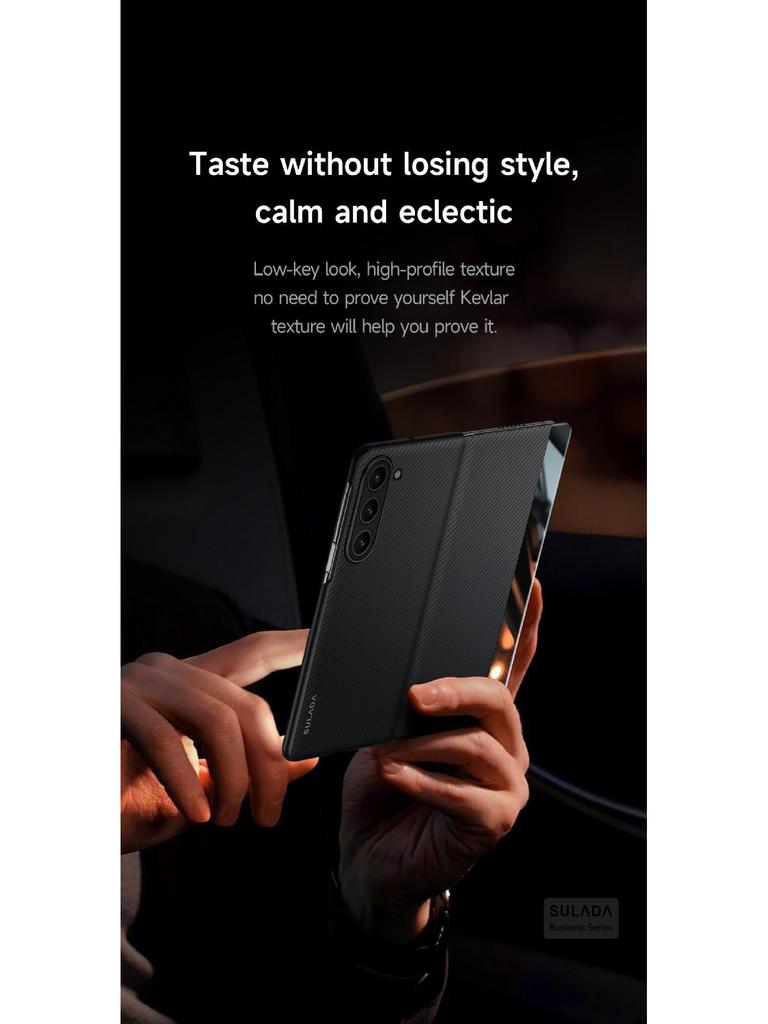 Magnetische Flip Smart Leather Hülle mit Kartenfach & Kevlar-Textur für Samsung Z Fold7/W26 (6/5/4)