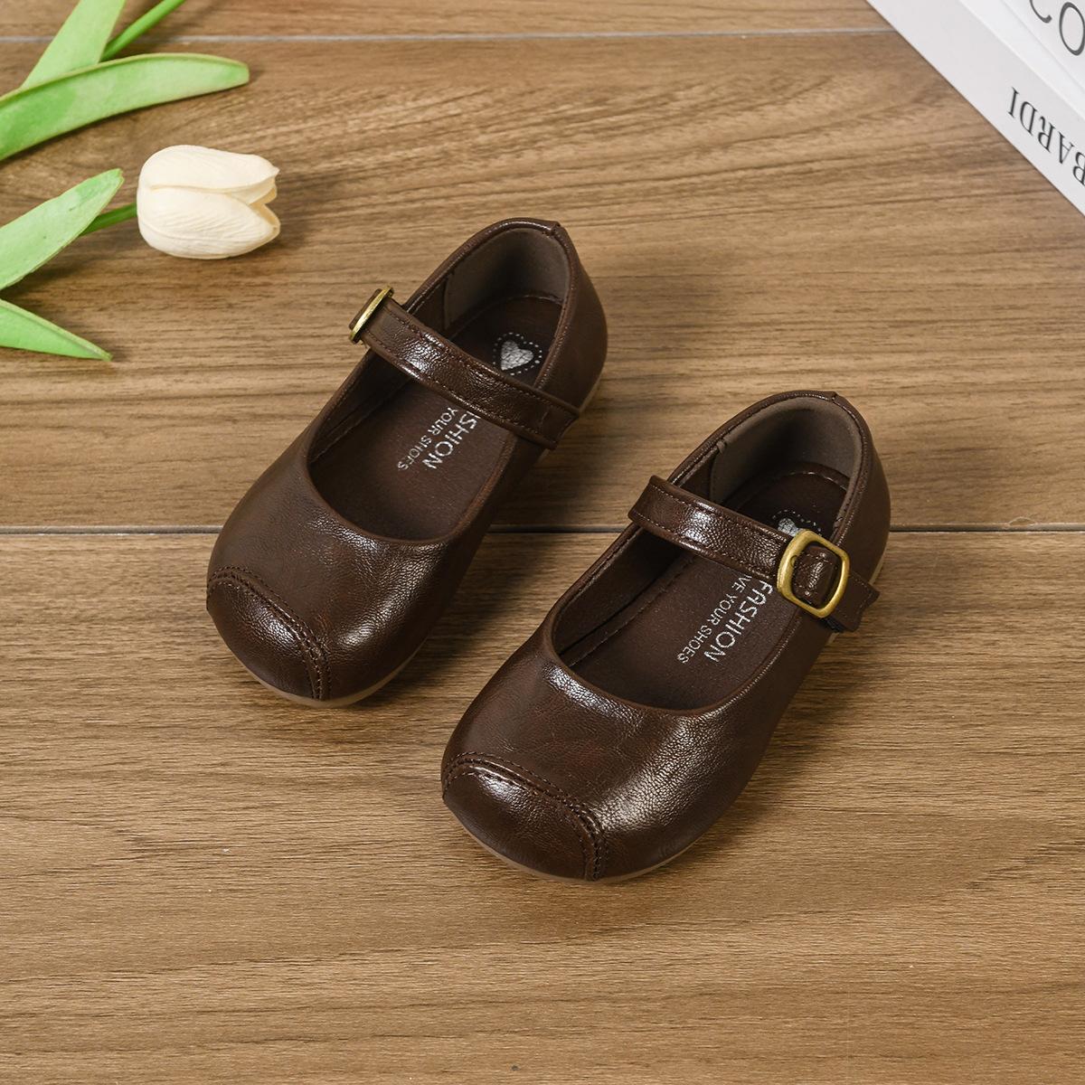 

[Spring Autumn Children Leather Shoes Girls Princess Soft Sole Black Fashionable Toddler Shoes] size 23 коричневый
