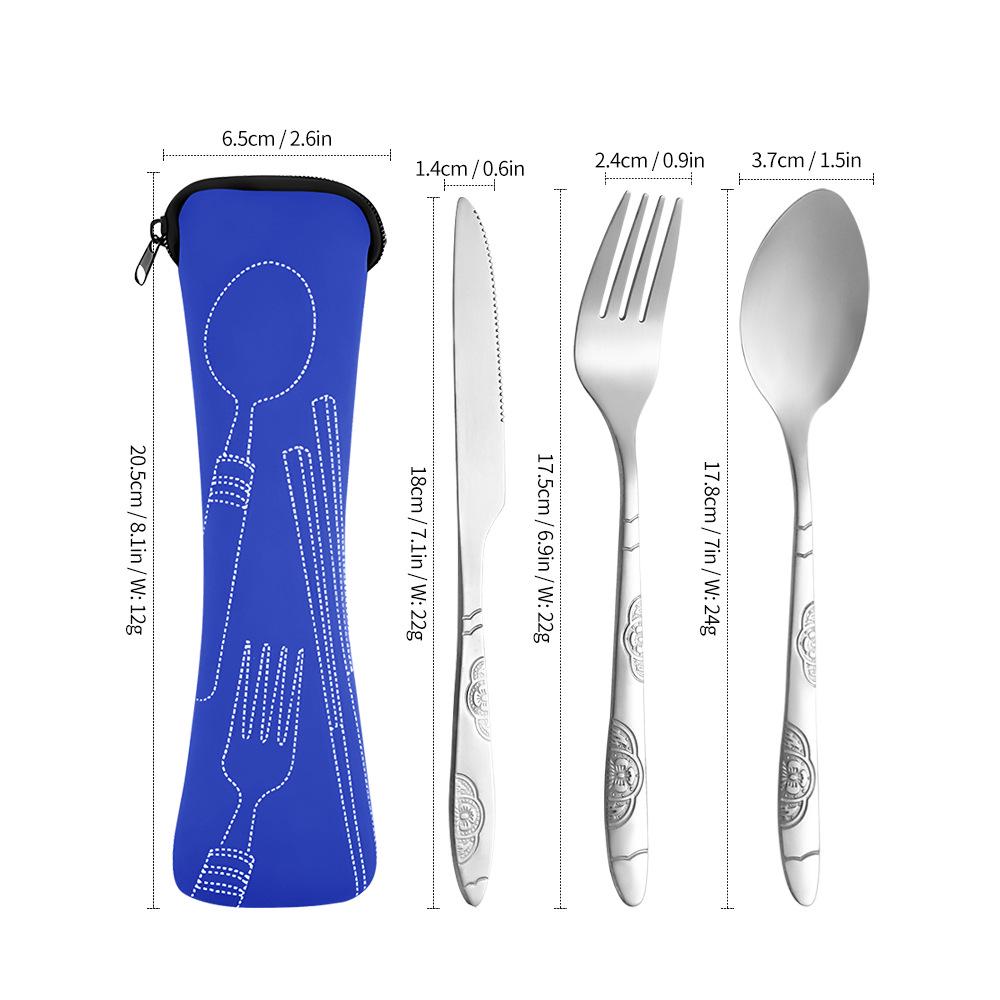 Compact Stainless Steel Cutlery Set: Spoon, Fork, Chopsticks, Knife - Ideal for Outdoor Travel
