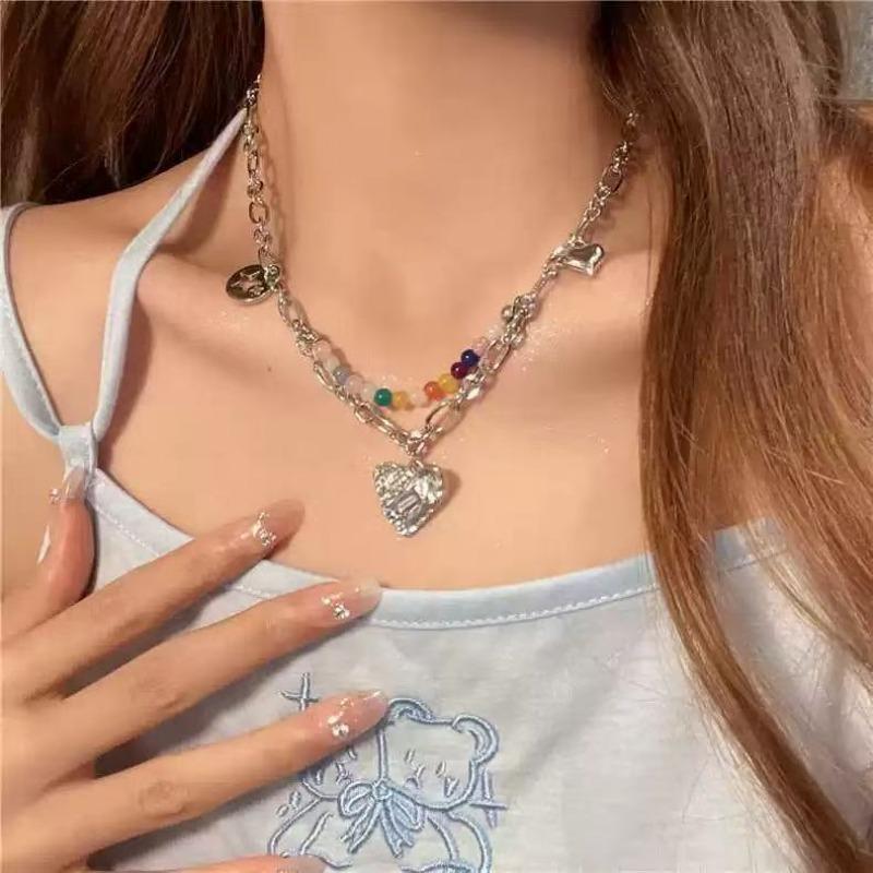 Number one sweet girl! Color beaded love candy necklace female summer niche design feeling neck chain dopamine collarbone chain