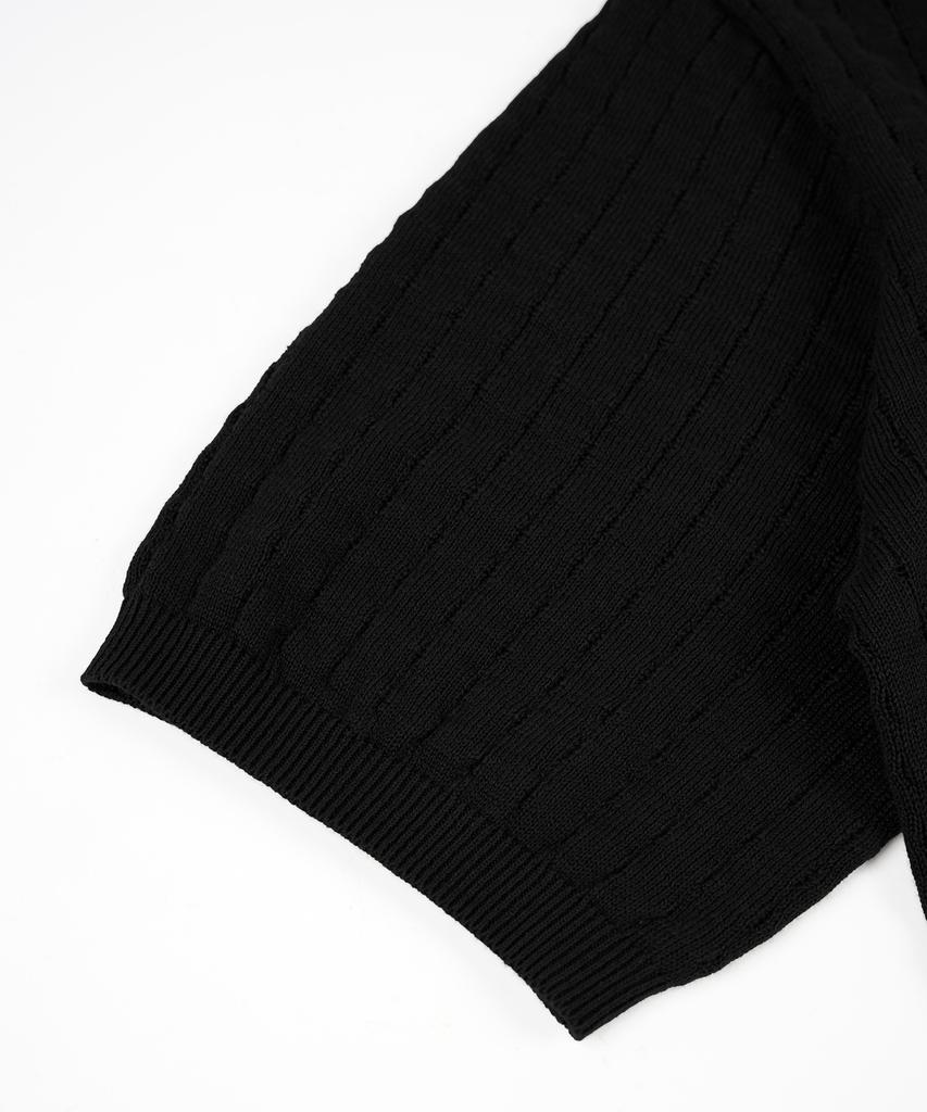 BIRBANTE Summer Washable Henley Neck Knit - Black