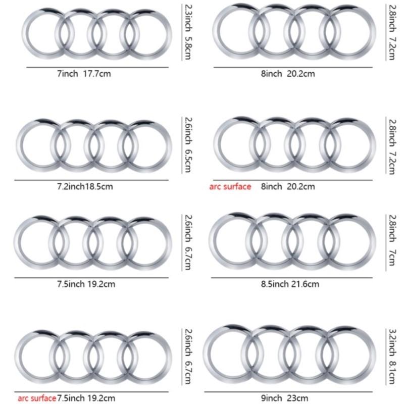 ABS 4 Ring Logo Chrome Black Car Front Hood Emblem Bonnet Badge Rear Trunk Badge Logo For New A3 A4 A5 A4L Q5 TT S4 Q3 Q4 S6 S7