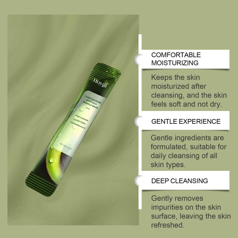 4G*12 Avocado Cleansing Bubble Mask Moisturizing and Hydrating Gentle Non-tightening Cleansing Mask Suitable for All Skin Types