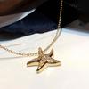 [Popular Choice] Elegant Starfish Pendant Necklace with Artificial Accents, Copper Collarbone Chain for Women - Perfect Birthday or Party Gift