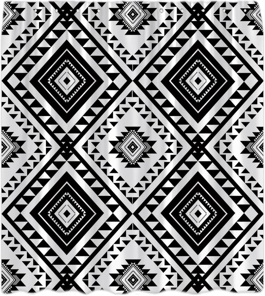Western Shower Curtain Southwestern Aztec Boho Ethnic Tribal Native Abstract Geometric Farmhouse Bath Curtain with Hooks