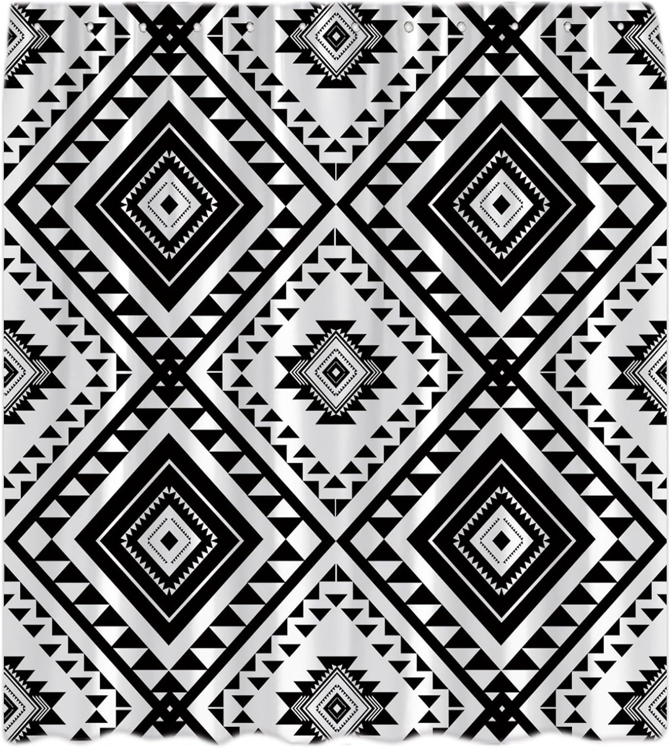 Western Shower Curtain Southwestern Aztec Boho Ethnic Tribal Native Abstract Geometric Farmhouse Bath Curtain With Hooks W60H190(CM)-1 Pcs