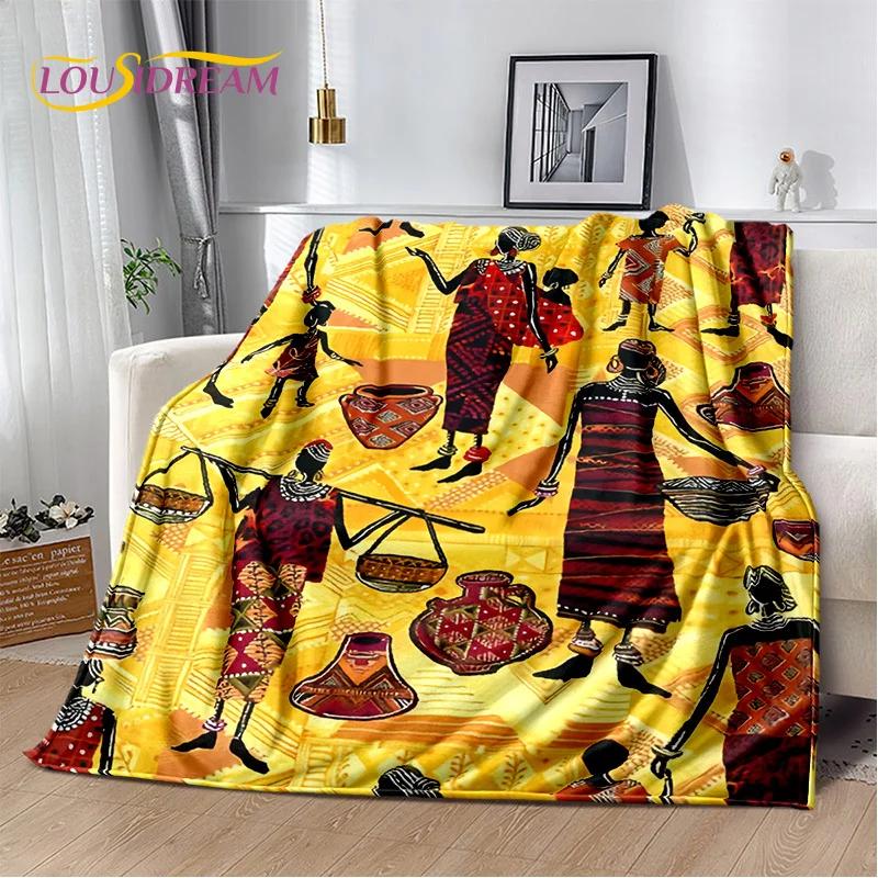 Classics Cartoon Africa Ethiopian Painting Art Blanket,Soft Throw Blanket for Home Bedroom Bed Sofa Picnic Office Travel Cover