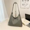 Bolsa tiracolo feminina casual com estampa de bolinhas, grande capacidade, simples para o dia a dia, moda, bolsa de ombro tote personalizada