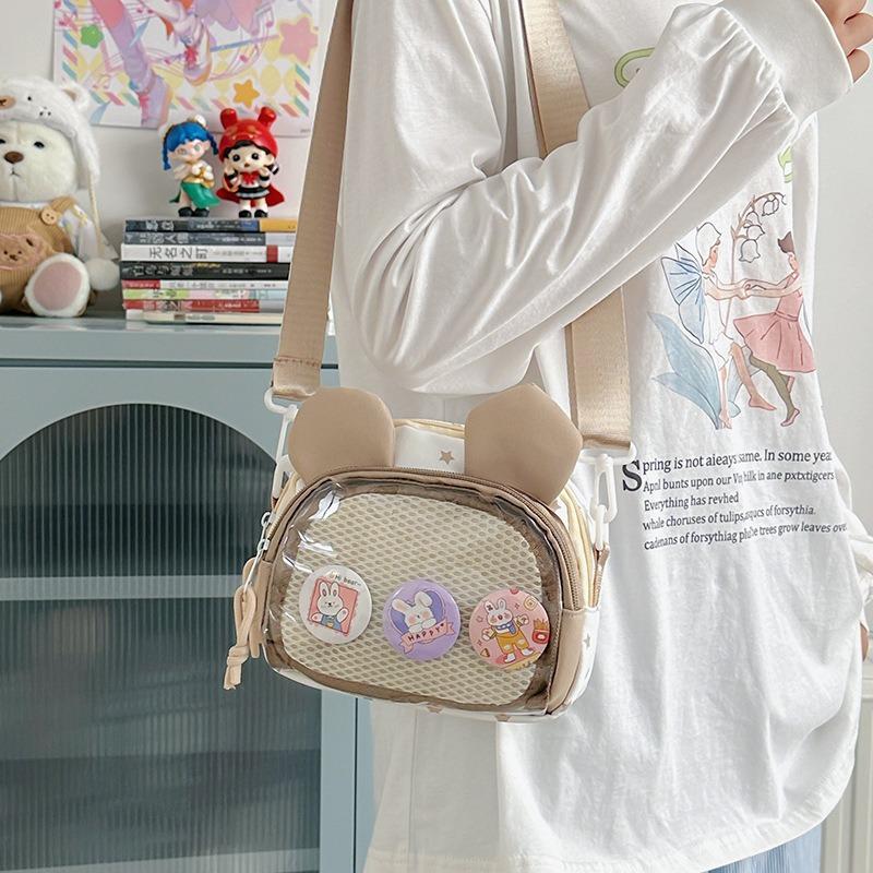 New Two-dimensional Yuan Girls Shoulder Messenger Bag Transparent Going Out To Play Large-capacity Mobile Phone Bag
