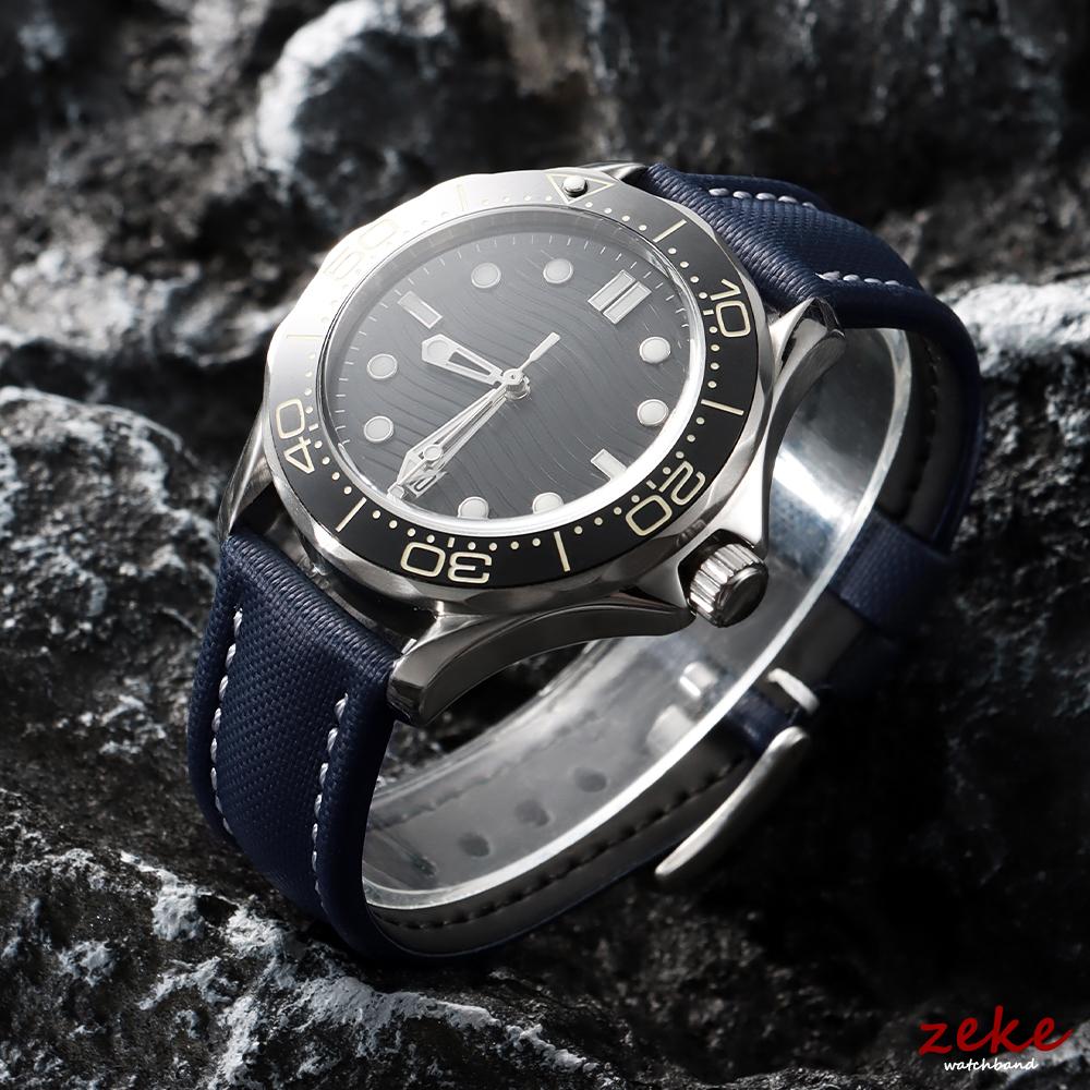 Nylon Canvas Watch Strap 18/19/20/21/22mm for Omega for Blancpain Sailcloth Waterproof Band Quick Release Leather Wrist Bracelet