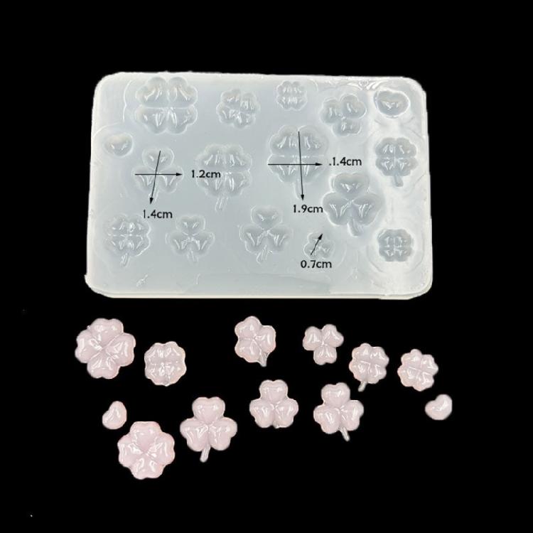 Food Grade Silicone 4-Leaf Grass Silicone Pendant Mold For Epoxy Resin Crafts Hair Pins Decorations Quick Cleaning