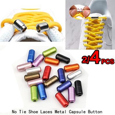 2/4pcs No Tie Shoe Laces Metal Capsule Button Shoelace Buckle Kids and Adult Sneakers