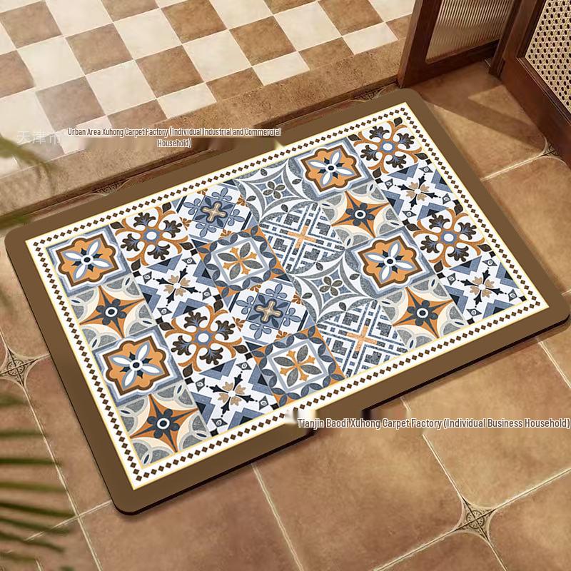 American Retro Non-Slip Diatomaceous Earth Floor Mat - Wear-Resistant Entrance and Bathroom Mat