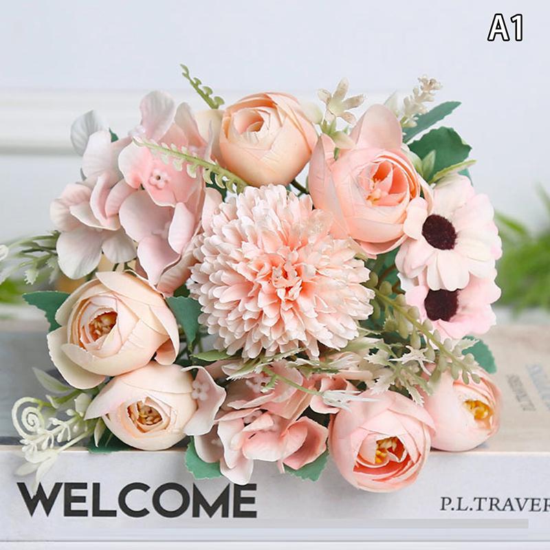 

1 шт. Искусственные цветы Свадьба Дом Спальня Украшение Свадебный букет Сад Поддельные Шелковые Розы Гортензии Ваза Для Доски На Открытом Воздухе