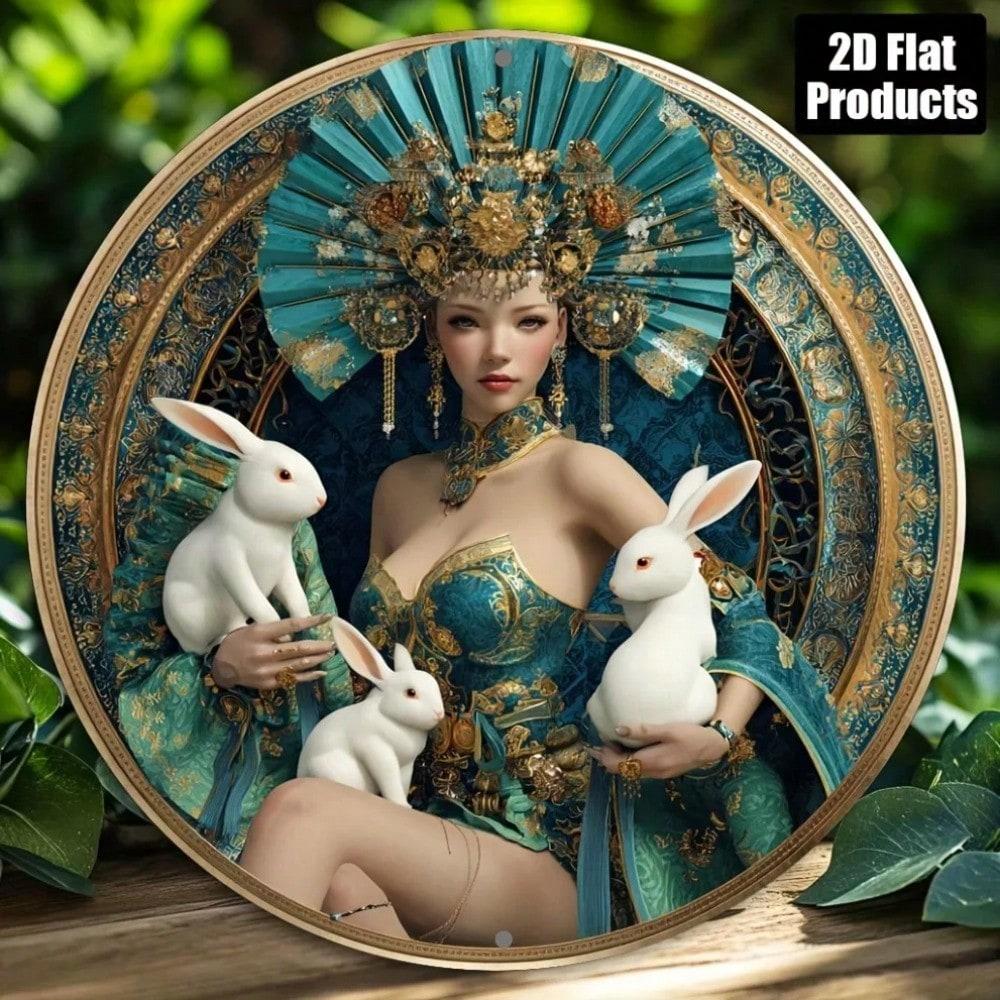 Metal Poster Woman Rabbit Halloween Christmas Home Decor Wall Art