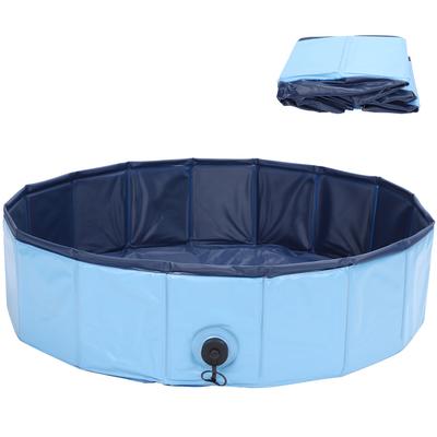 Haustier-PVC-Auslaufsichere Badewanne Faltbare Dusche Wasserbecken Badewanne Versorgung für Katzen und HundeM Blau