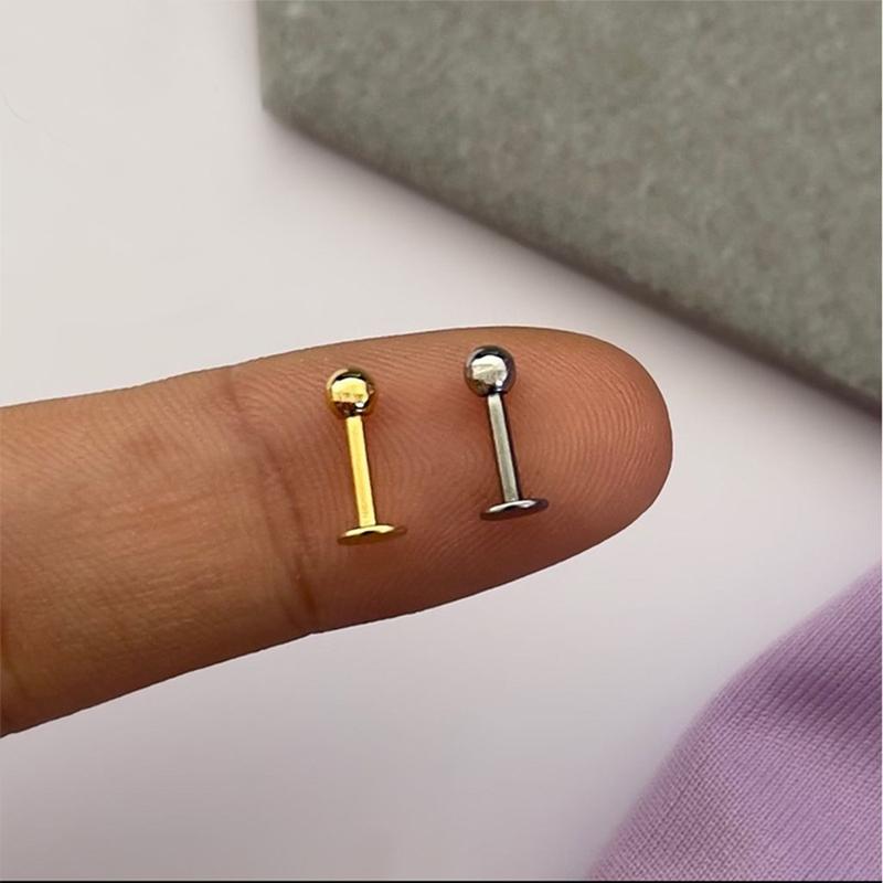 10Pc ASTM F136 G23 Titanium Labret Ear Lip Stud Jewelry CZ Stone Cartilage Tragus Earring Tongue Studs Threaded Body Jewelry