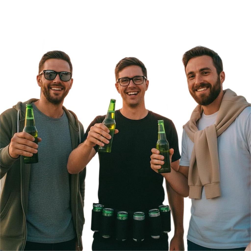 Beer Belt Portable Soda Bottle Beer Holder Drink Holds 6 Cans Adjustable Beer Waist Holder