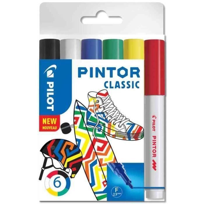 Marqueur à pigment PINTOR - PILOT - Set de 6 CLASSIC MIX - Pointe ogive - Opaque