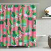 Vibrant Cactus Prints Shower Curtain Cute Bathroom Decor For Girls Women Pink With Greenery Pattern Made From Environmentally Fr