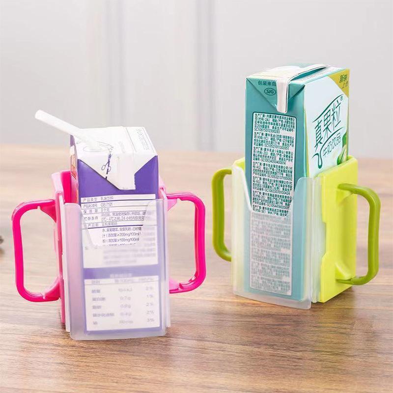 Fucntion Adjustable Safe Toddle Practical Self-Helper Juice Milk Box Drinking Box Holder Cup For Baby Kids Handles Supply