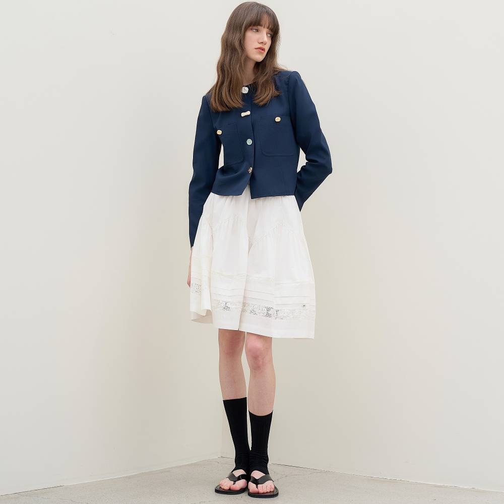 Mitte Round Crop Jacket_Navy