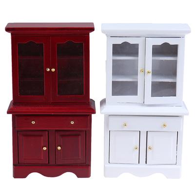 Mobilier Miniatură Casă de Păpuși 1/12 Multifuncțional Model Lemn Dulap Bibliotecă Jucărie