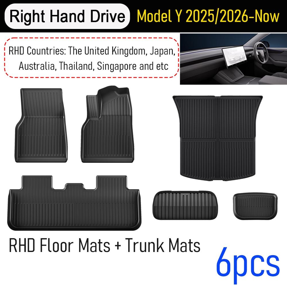 For 2025 2026 Tesla Model Y Juniper Premium Performance Floor Mats Trunk Mats Cargo Liners Seat Back Cover Protector Accessories
