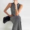 Patchwork Sleeveless Slim-Fit Knitted Dress