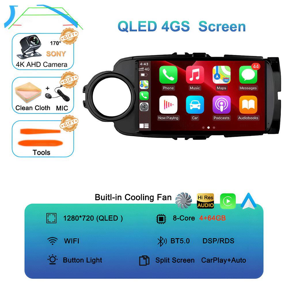 Car Radio For Toyota Yaris LHD RHD 2012-2017 Multimedia Stereo Video Player Android 14 BT DSP Auto Carplay GPS Navigation