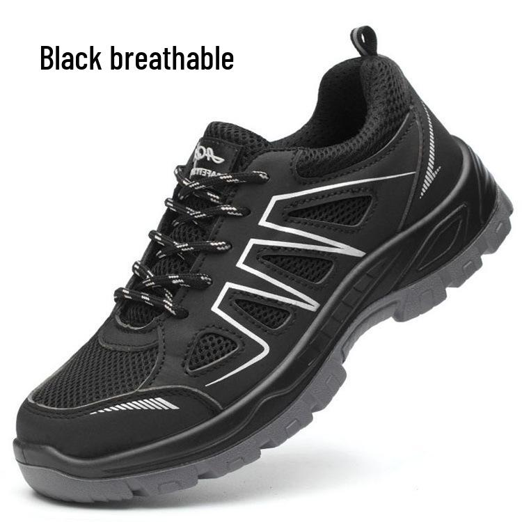 Breathable Mesh Steel Toe Safety Shoes: Fashionable, Anti-Smash, Anti-Puncture, Wear-Resistant Protective Footwear for Work.