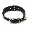 Choker Ring Collar PU Leather Black Silver [lalatia] Women's (Black & + Leash)
