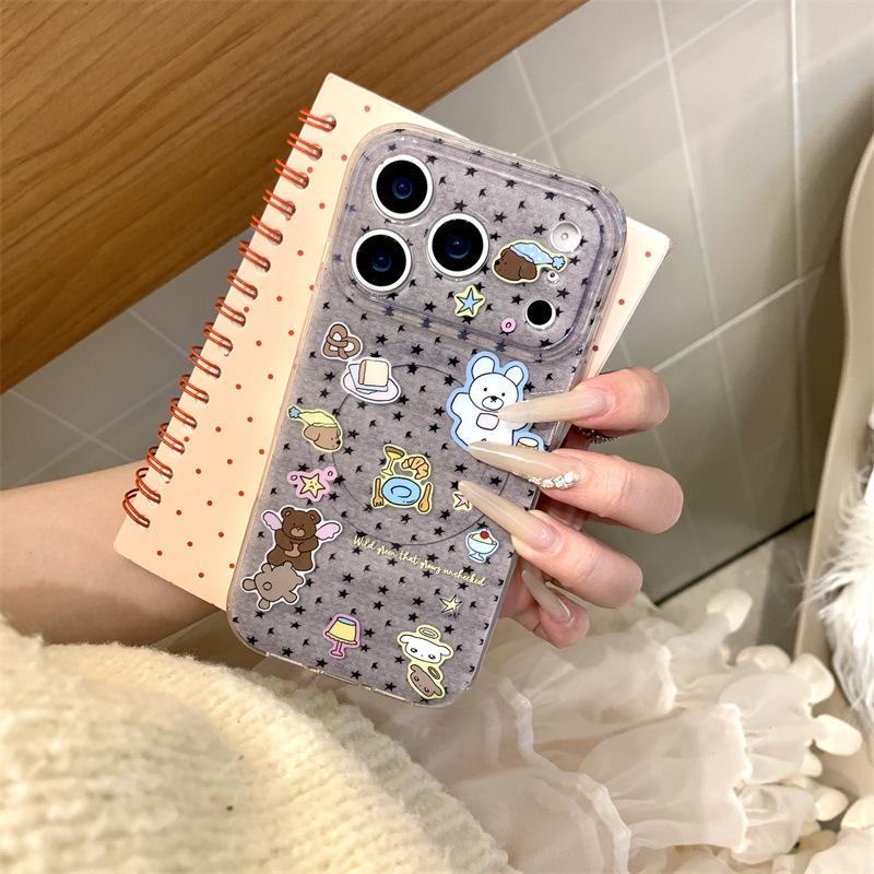 

Little Bear Magnetic Star Stickers for iPhone 17/16 Pro Max/15/14 Cases - Japanese & Korean Style iPhone 15