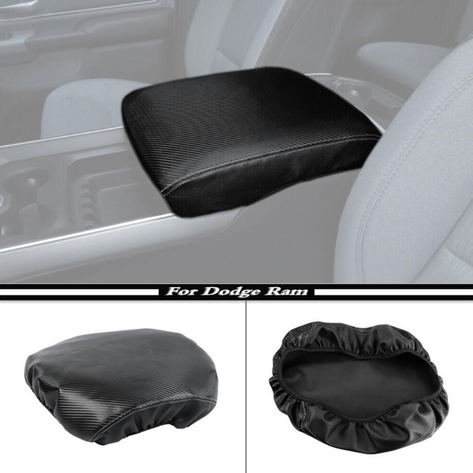 Carbon Center Console Armrest PU Leather Pad Cover For -2024 Dodge RAM 1500