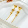 Gold Triple Heart Snake Chain Drop Earrings