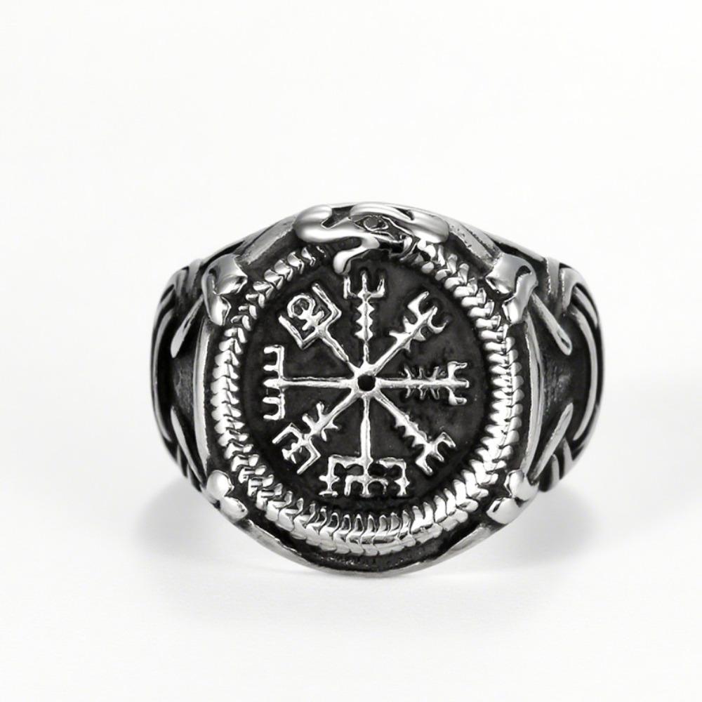 

Уникальное кольцо из титановой стали в виде топора викингов для мужчин, необычные украшения с рунами викингов No. 15