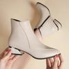 Large Size Fashionable Short Boots for Women In Spring, New European and American Pointed Low Heel Warm Leather Boots for Women