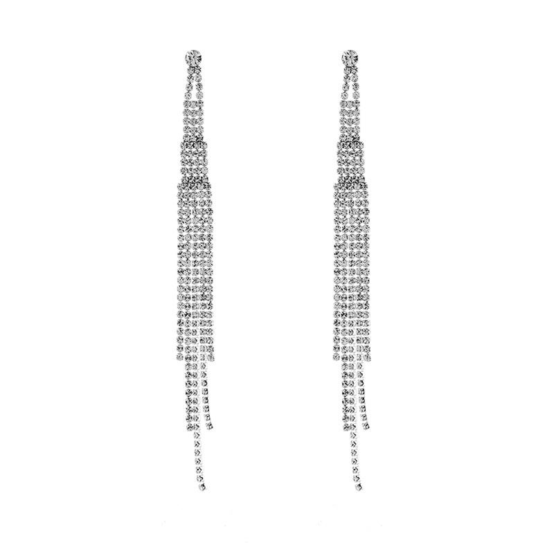 European & American Rhinestone Tassel Ear Hook Earrings for Women