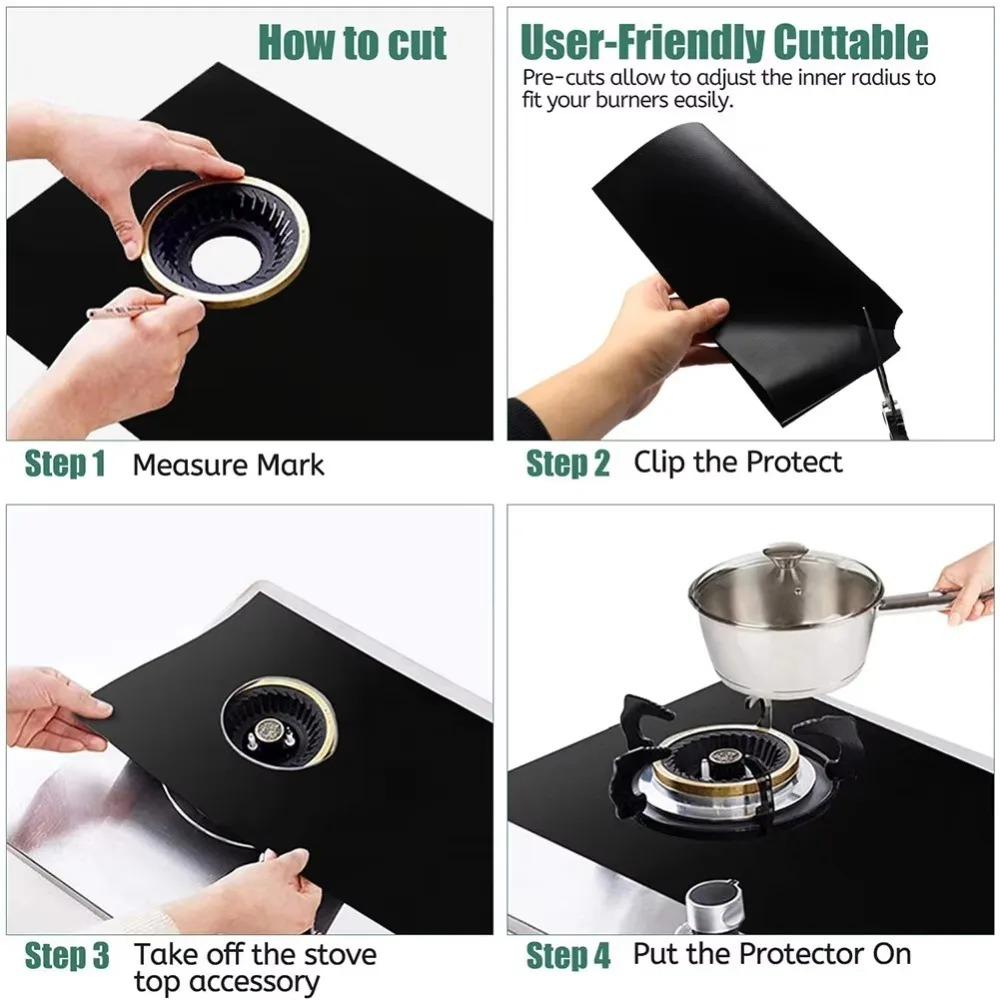 4PCS Anti-dirty Gas Stove Protector Oil-resistant Kitchen Stove Liner Covers  Restaurant